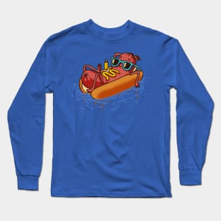 Hot Dog Summer Vacation Swimming Pool Long Sleeve T-Shirt